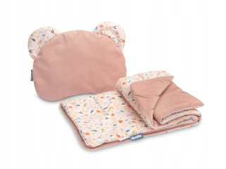 Detský paplón a vankúš - Velvet Pink Trolley Set
