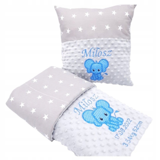 Prikrývka, prehozy na posteľ - Minky Set Koyk 75x50 + 35x25 vankúš pre vozík