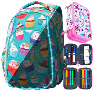 Školský batoh - SET SVIETIACI COOLPACK + DVOJPÚZDRO NA PECEŇU
