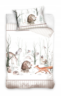 Detský set paplón, vankúš - Sada podstielky v 90x120 boho lesných zvierat