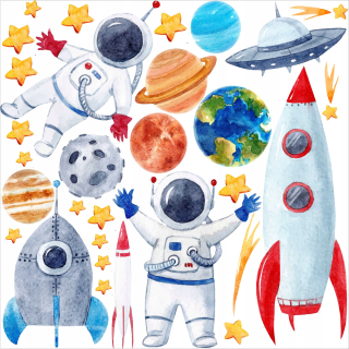 Samolepky do detskej izby - Nálepky na planétu Space Stars pre stenu xxxl wow