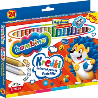 Bambino drevené ceruzky hrubé 24 farieb + teplota