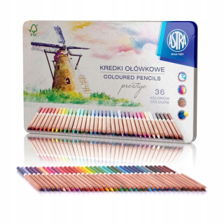 ASTRA PRESTIGE CUBER CRAYONS 36 COLOR METAL BOX