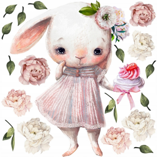 Samolepky do detskej izby - Królik Bunny Peoning Sticker pre deti 100 cm