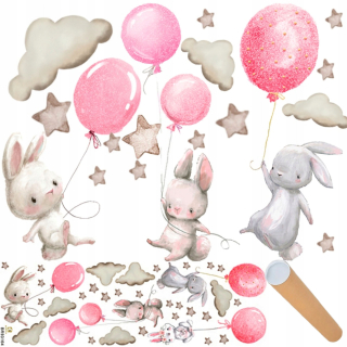 Destké samolepky - Bunny Cloud Cloud Wall Stickers 76x116