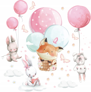 Destké samolepky - Bunny balóny nálepky pre stenu 100x200cm