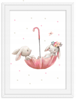 Detský obraz - Bunny Rabbits Dots plagáty plagáty 40cmx50cm