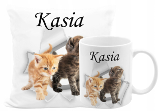 Detský dekoračný vankúš - Hrnčekový vankúš Cat Cat Cats Meno pre darček