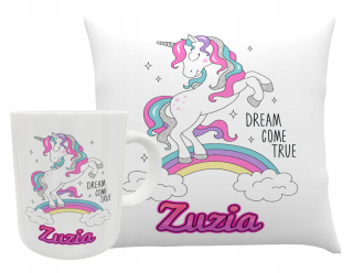 Detský vankúš - Hrnček Unicorn Unicorn s menom