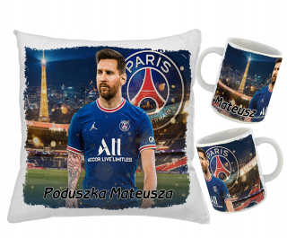 Detský vankúš - Hrnček a vankúš s Leo Messi tlač + Názov ventilátora