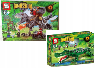 Stavebnica - Bloky 2 op Dinosaur World Indominus Rex + Crocodile