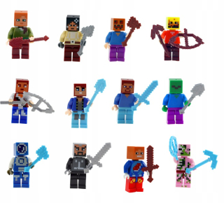 Minecraft -  Minecraft Mini Figurín 12 Sztuk + K.Lego