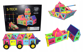 Stavebnica - Magnetické bloky 320 kusov veľkosť Auto dom XL