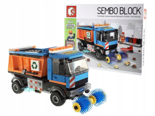 Stavebnica - Stavebnicové bloky zametacie auto smetiarske sklápač 206 ks.