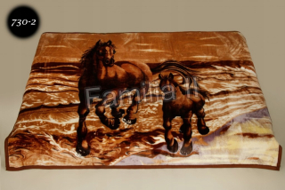 Prikrývka, prehozy na posteľ - Prikrývka Elway 160x210 cm kone hnedé akrylové teplé