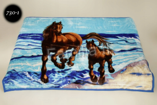 Prikrývka, prehozy na posteľ - Prikrývka Elway 160x210 cm koní modrá akrylová hrubá