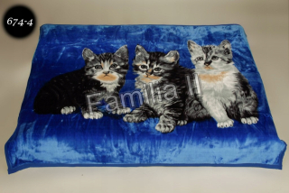 Prikrývka, prehozy na posteľ - Prikrývka Elway 160x210 cm modré mačky - hrubý akryl