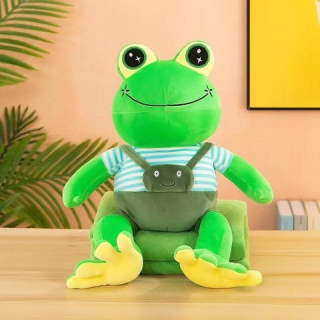 Prikrývka, prehozy na posteľ - Čierna mazdatá 2in1 vankúš zelená žaba
