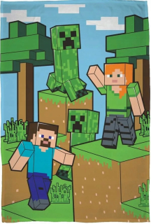 Prikrývka, prehozy na posteľ - Fleece prikrývka Minecraft 100 cm x 150 cm