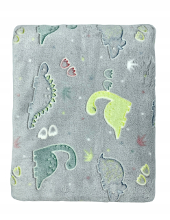 Prikrývka, prehozy na posteľ - Kocyk dinosaury žiariaci v tme 135x180