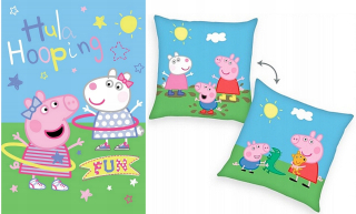 Prikrývka, prehozy na posteľ - Prikrývka a vankúš Pippa Pig a vankúš do materskej školy