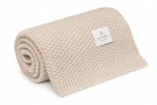 Prikrývka, prehozy na posteľ - Prikrývka so 100% merino teplou béžou moja memmi vlna
