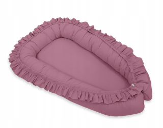Hniezdo pre bábätko - Cocoon/Baby Playpen s ozdobou - retro ružová
