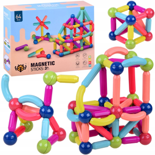 Stavebnica - Farebné magnetické bloky 64el pre deti ZA3827