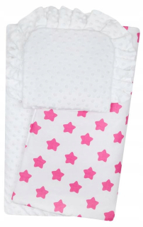 Perinky do kočíka - Minky 634 kočík set ružové bia pozadie