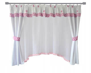 Detské záclony - Set Girl Curtain Curtain Pink Peas