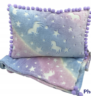 Prikrývka, prehozy na posteľ - Sada prikrývkového vankúša A Unicorn GLEAGING 130x155