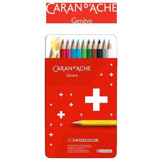 CARAN D'ACHE SWISSCOLOR kovový krabičk 12