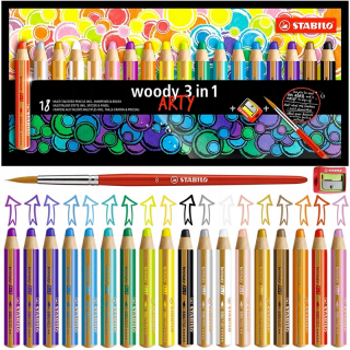 Ceruzkové CRAYONS STABILO 3IN1 WOODY ARTY 18 FARBY