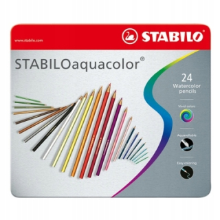 Ceruzkové CRAYONS STABILO AQUACOLOR 24K Kovové puzdro
