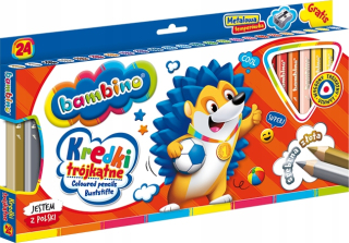 Trojuholníkové ceruzky 24 farieb + teplota bambino