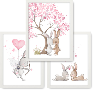 Detský obraz - Bunnies Set 3 obrázky 23x33 Ikea Frames #74