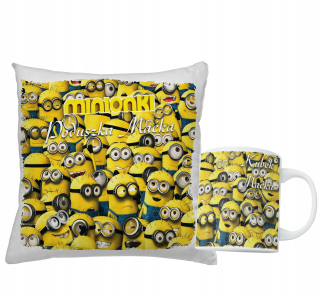 Detský vankúš - Hrnček + vankúš Minion + meno dieťaťa
