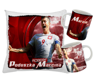Detský vankúš - Hrnček a vankúš pre fanúšikov RL9 Robert Lewandowski