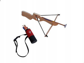 Drevený kuše + skrutky + 3 tulec zprzyssawkami