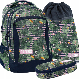 Školská taška, batoh - Nice mládežnícky batoh Set Flamingos Toucan