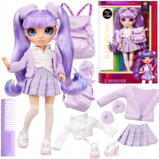 Bábika - Junior High Rainbow High Violet Willow Mga Doll