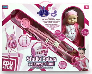 Doll Sladké Bobas s príslušenstvom 4 v 1 vozíka.