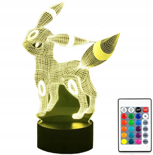 Nočná lampa 3D LED Pokemon zmeny farieb + diaľkové ovládanie