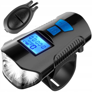 LED bicyklové lampa predné Klakson USB 60 metrov