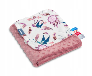 Prikrývka, prehozy na posteľ - Ľahká prikrývka Minky 75 x 100 retro ružové vtáky