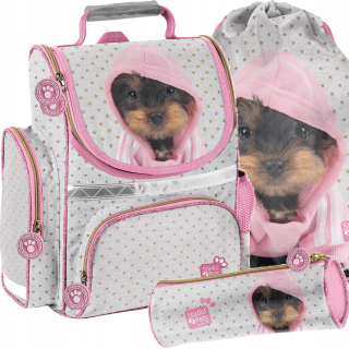 Aktovka - Svetlo Satchel Dog York so školskými boimi sivá