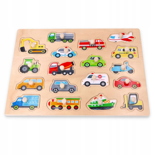 Lelin Drevené puzzle s dopravnými rukoväťou