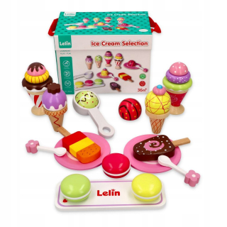 Lelin ICE CREAM sada 25 kusov Drevená hračka