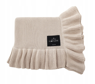 Prikrývka, prehozy na posteľ - Lullalove Detská prikrývka 110x90 s béžou Frill