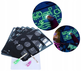 Magic LED chalkboard so šablónmi a perámi U59